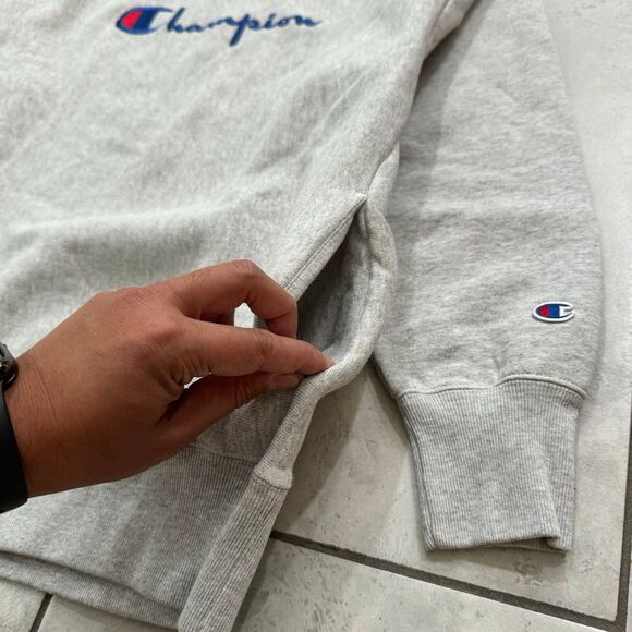Champion Premium Reverse Weave Warm Up Size L Big Logo Crewneck Sweatshirt - Picture 6 of 8